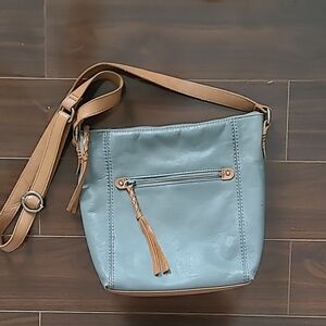 The Sak Ashland Crossbody in Dusty Blue Grey Leather